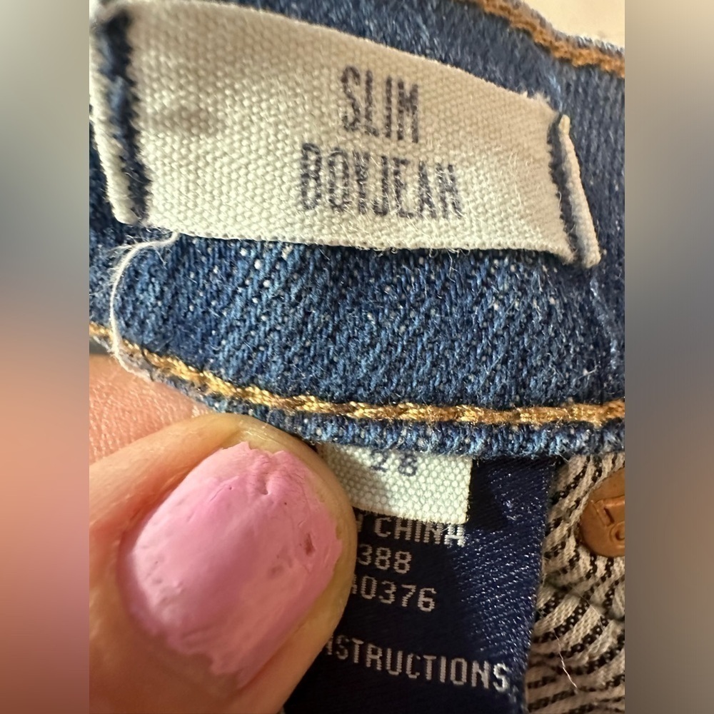 Madewell Jeans Womens 28 Patchwork Slim BoyJean Straight Leg Distressed Dark - Picture 5 of 10